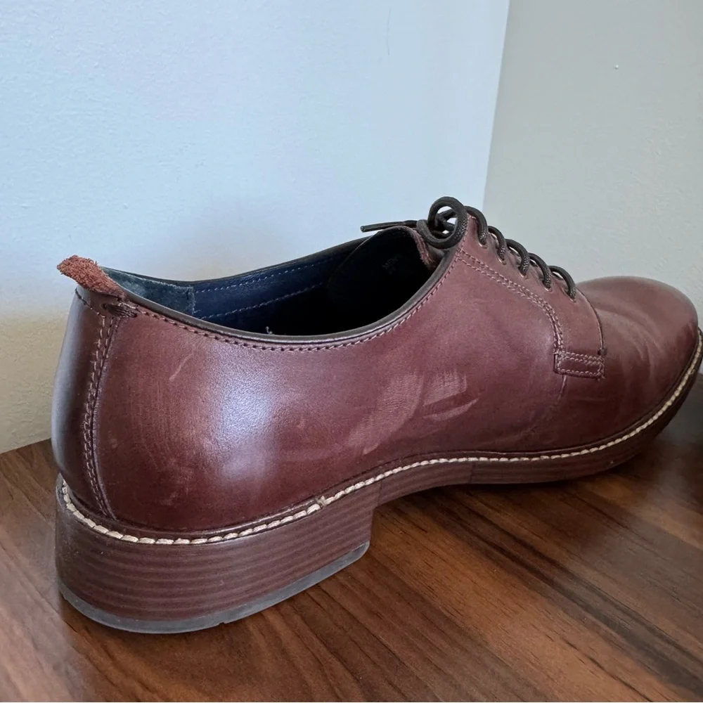 12 Men’s Oxford Cole Haan Brown Tan Leather Lace Up Dress Shoes Formal Academia
